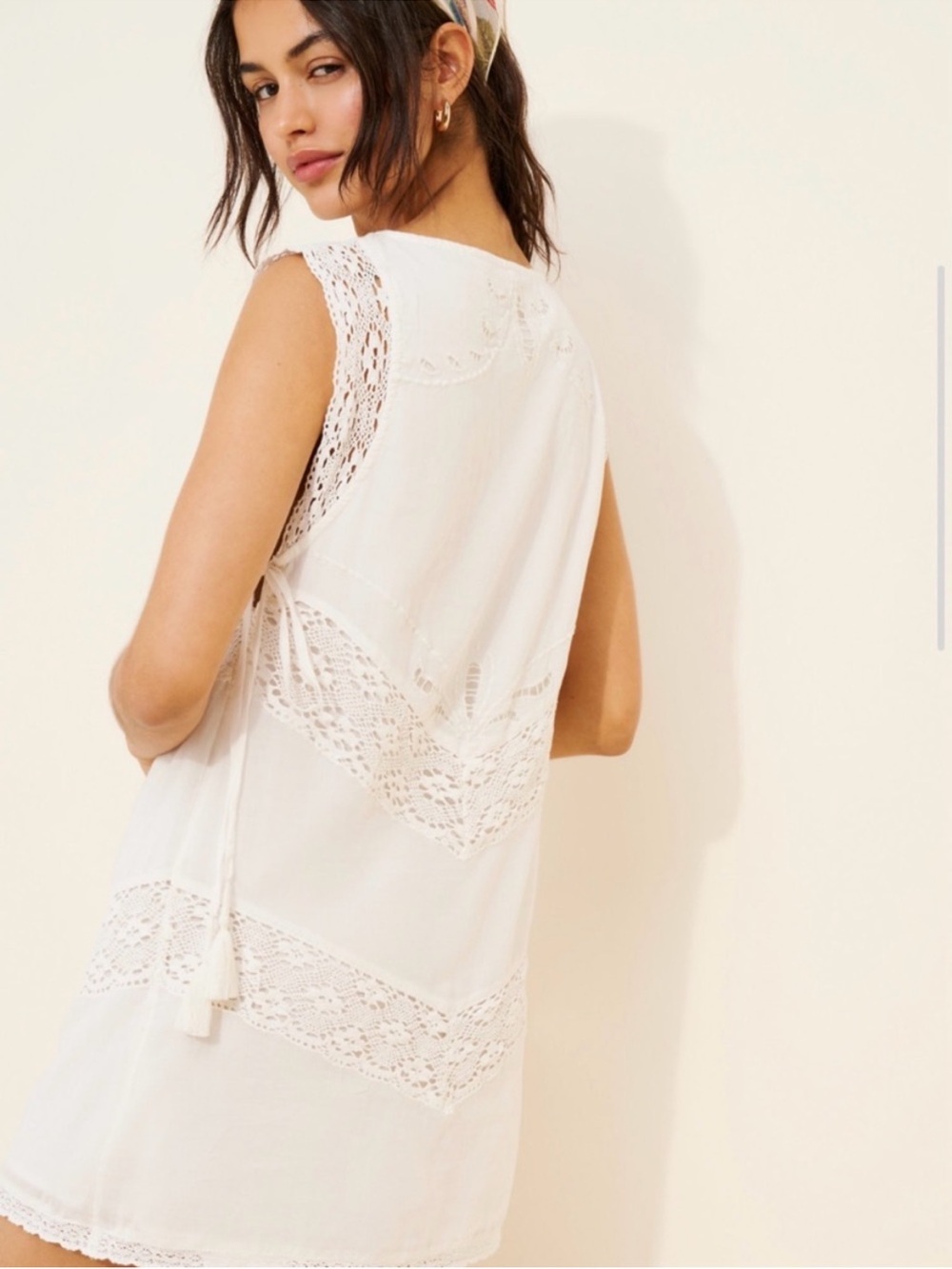 NWT Free People Winifred Lace Mini Dress White Size Large - Picture 4 of 12